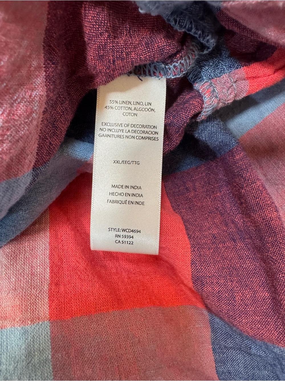 BeachLunchLounge Plaid Linen Cotton Tiered Midi Dress Size XXL Boho - Picture 8 of 8